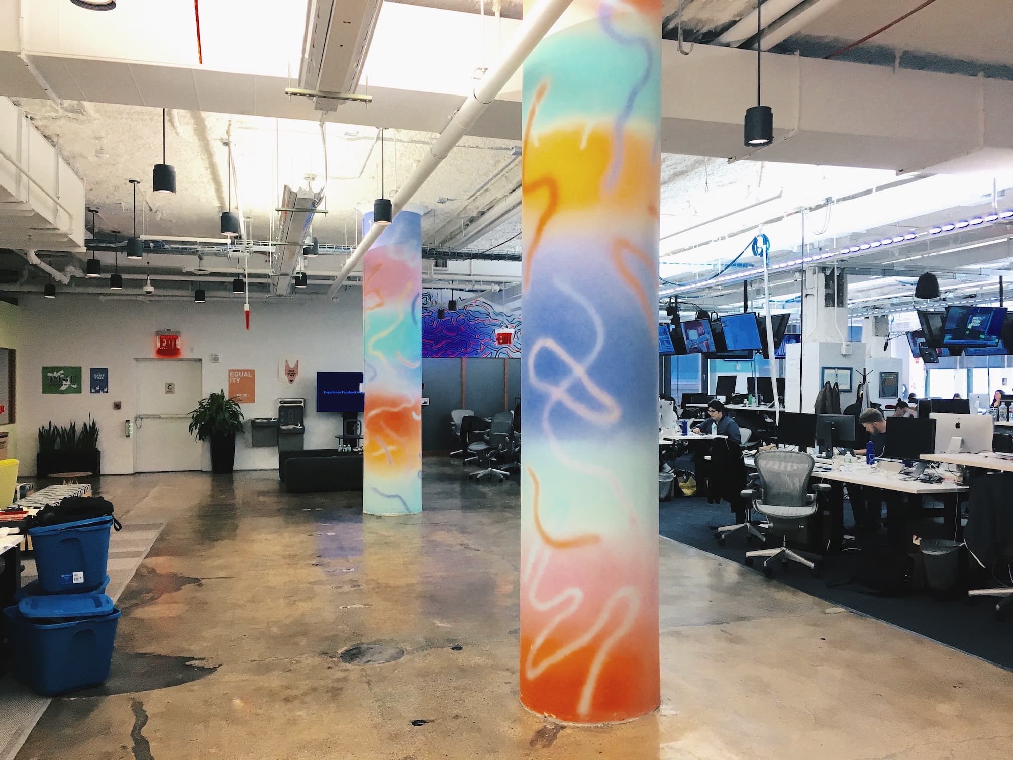 The interior of the Facebook New York office